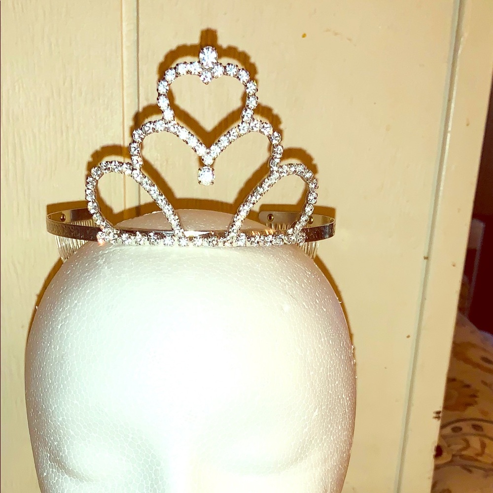 Tall Heart Rhinestone Tiara